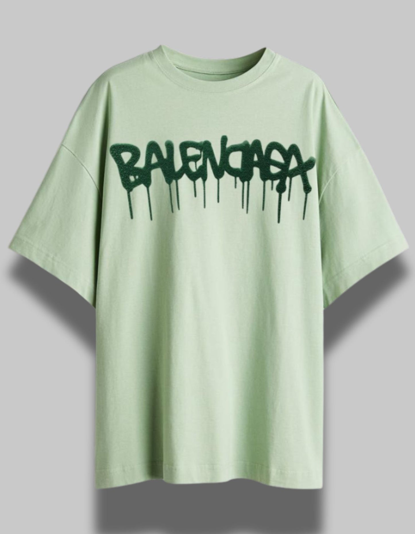 "Balenciaga Drip Logo Tee - Pastel Green"