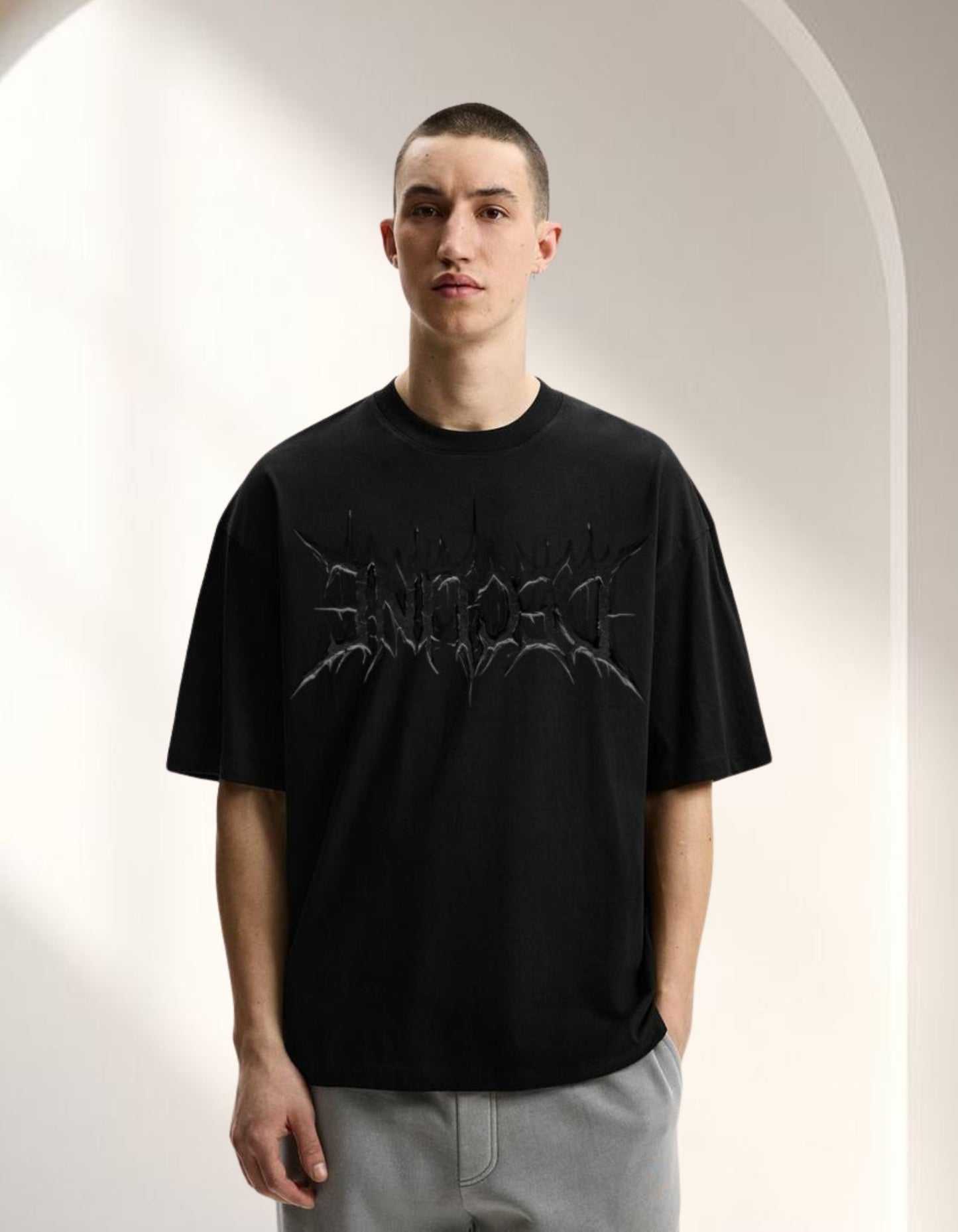 "Shadow Script" Oversized Graphic Tee