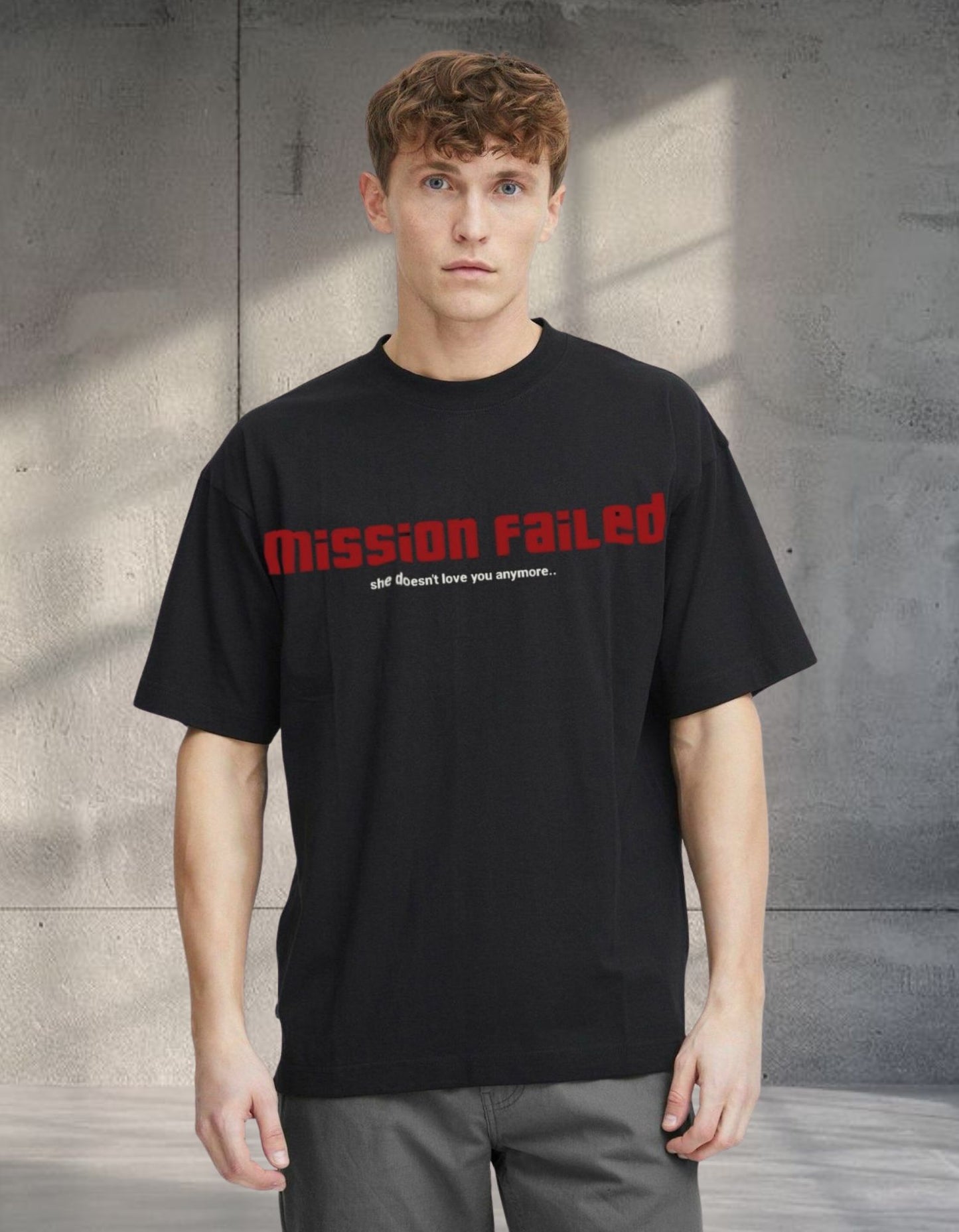 Mission Failed Oversized Printed Tee