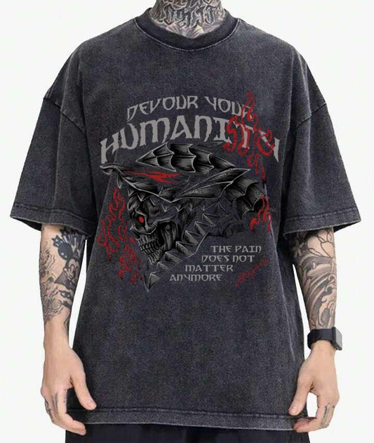 "Devour Your Humanity" Dark Gothic Oversized T-Shirt
