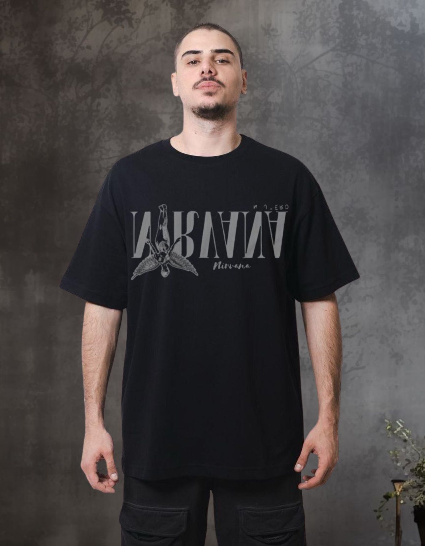 Nirvana Inverted Angel Oversized Printed  T-Shirt