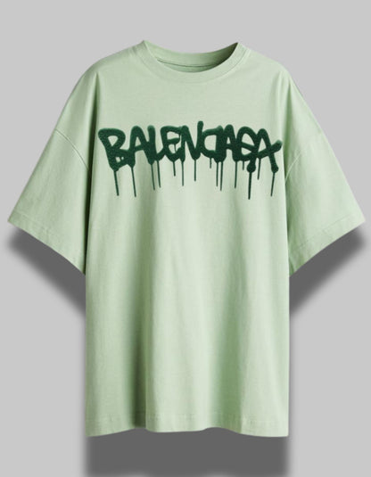 "Balenciaga Drip Logo Tee - Pastel Green"