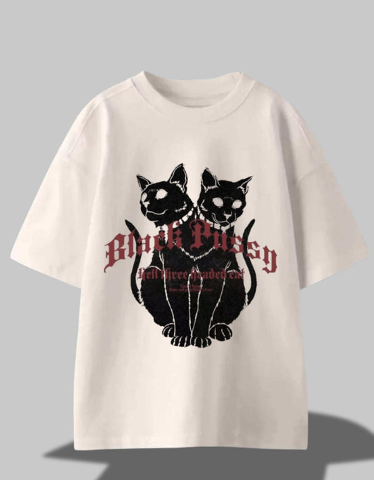 "Black Pussy: Hellfire Doublecat Tee" – Twice the Trouble, Zero Apologies