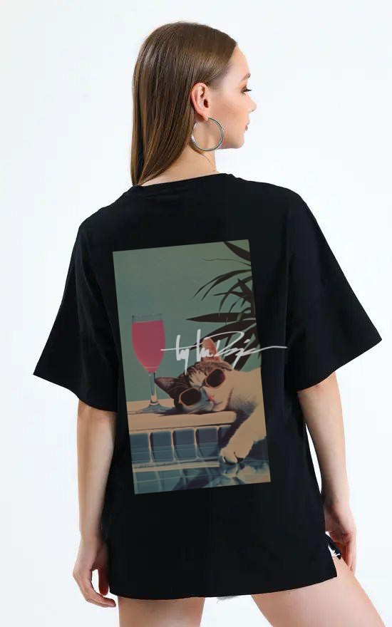 "Chill Cat Oversized Graphic T-Shirt"