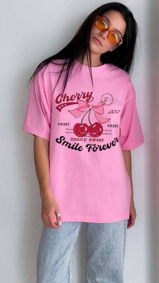 Cherry Smile Forever Oversized Tee