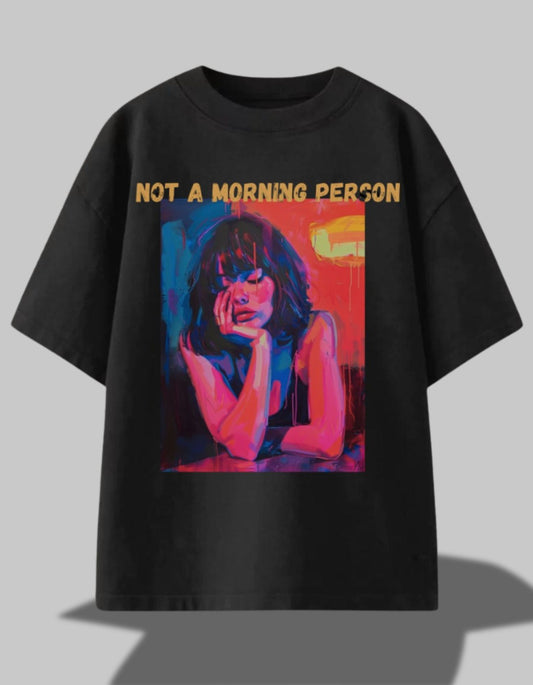 "Not a Morning Mood" Oversized Tee Black