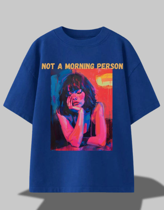 "Not a Morning Mood" Oversized Tee Blue
