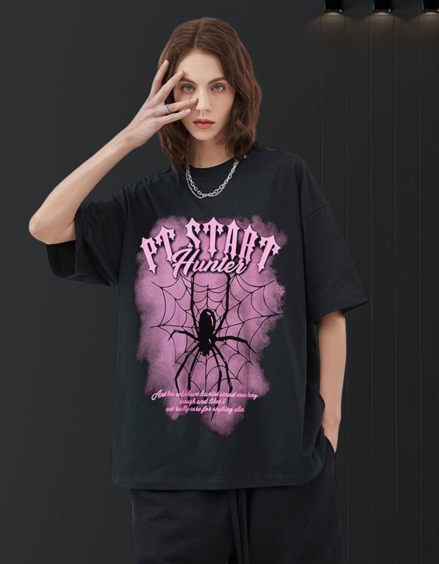Pink Spider Hunter Oversized Tee