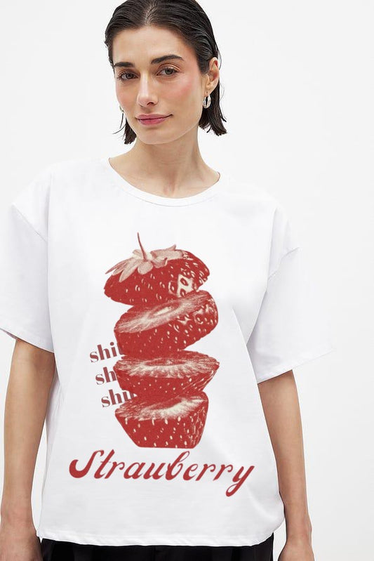 Strawberry Stack Graphic Oversized Tee