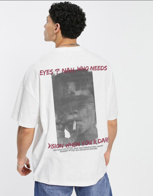 "Visionless in White" Oversized Tee