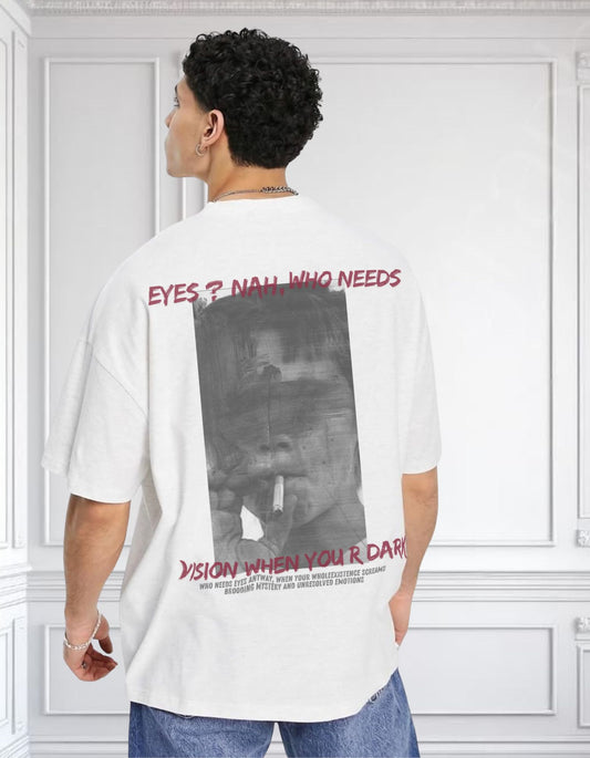 "Visionless in White" Oversized Tee